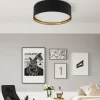 Stofflampen|Moderne Lampen*TK Lighting Deckenlampe Stoffschirm Schwarz Gold rund Ø 60 cm groß