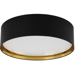 Stofflampen|Moderne Lampen*TK Lighting Deckenlampe Stoffschirm Schwarz Gold rund Ø 60 cm groß
