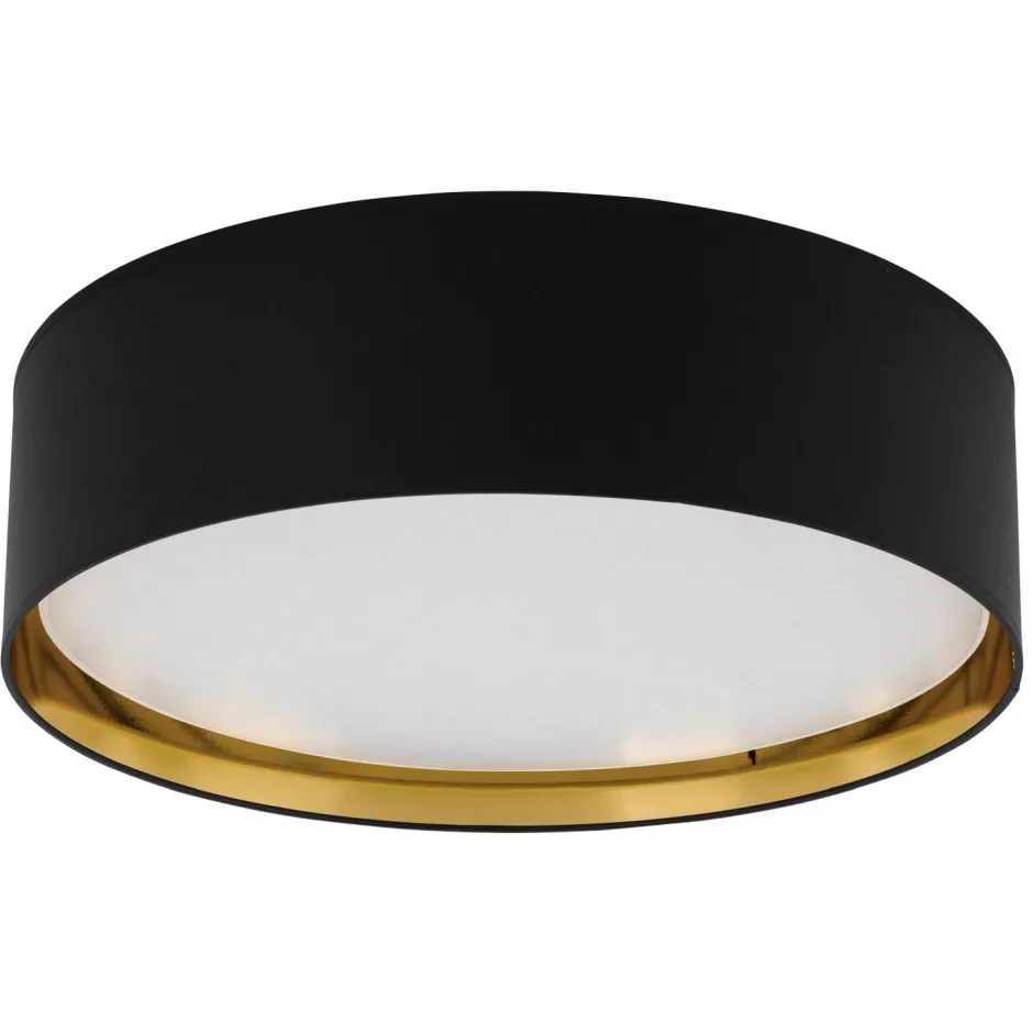 Stofflampen|Moderne Lampen*TK Lighting Deckenlampe Stoffschirm Schwarz Gold rund Ø 60 cm groß