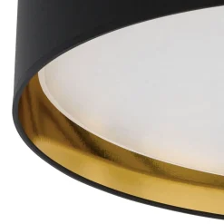 Stofflampen|Moderne Lampen*TK Lighting Deckenlampe Stoffschirm Schwarz Gold rund Ø 60 cm groß