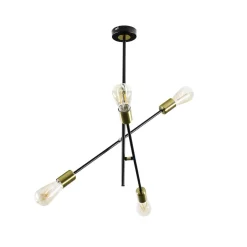 Deckenleuchten|Retro Lampen*WOFI Deckenlampe verstellbar Retro 4x E27 Metall Schwarz