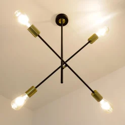 Deckenleuchten|Retro Lampen*WOFI Deckenlampe verstellbar Retro 4x E27 Metall Schwarz