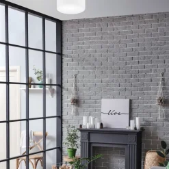 Lamkur Deckenlampe Weiß Ø 35 cm rund flach Stoff blendarm E27< Deckenleuchten|Flurlampen