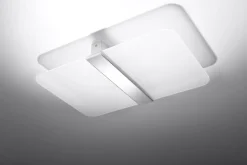 Sollux Deckenlampe Weiß Chrom Glas Metall blendarm flach< Flurlampen|Bürolampen