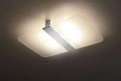 Sollux Deckenlampe Weiß Chrom Glas Metall blendarm flach< Flurlampen|Bürolampen