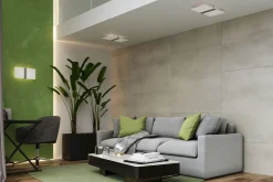 Sollux Deckenlampe Weiß Chrom Glas Metall blendarm flach< Flurlampen|Bürolampen