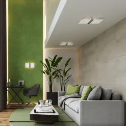 Sollux Deckenlampe Weiß Chrom Glas Metall blendarm flach< Flurlampen|Bürolampen