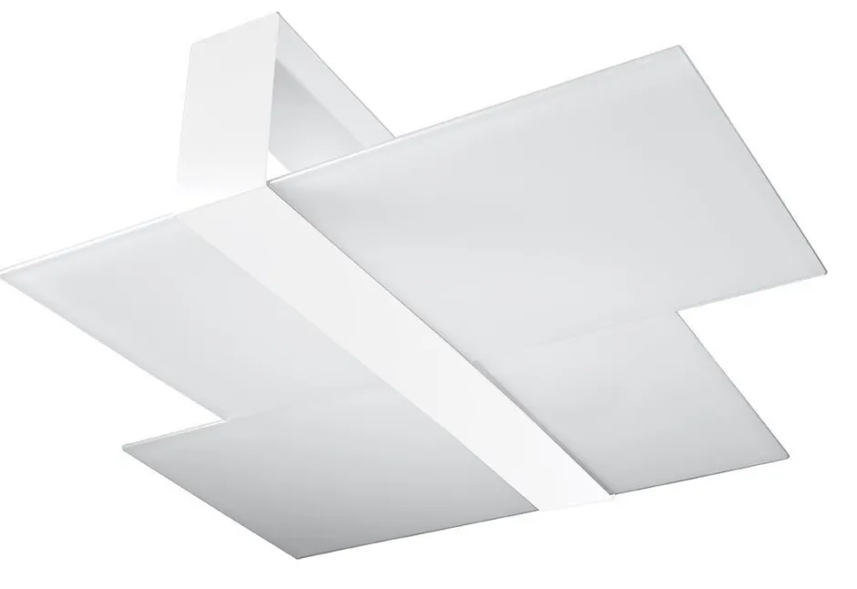 Deckenleuchten|Flurlampen*Sollux Deckenlampe Weiß Glas Metall flach blendarm 2x E27