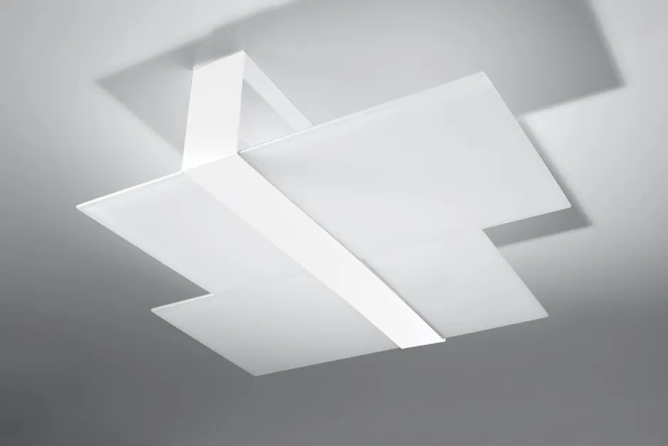 Deckenleuchten|Flurlampen*Sollux Deckenlampe Weiß Glas Metall flach blendarm 2x E27