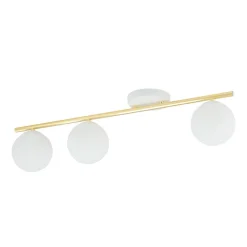 Deckenleuchten|Flurlampen*Emibig Deckenlampe Weiß Gold 80 cm Glas Metall dekorativ