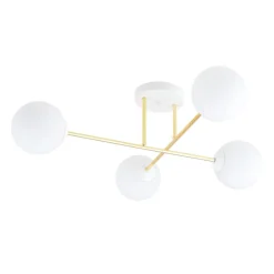 Emibig Deckenlampe Weiß Gold aus Glas Metall 4-flammig< Deckenleuchten|Flurlampen