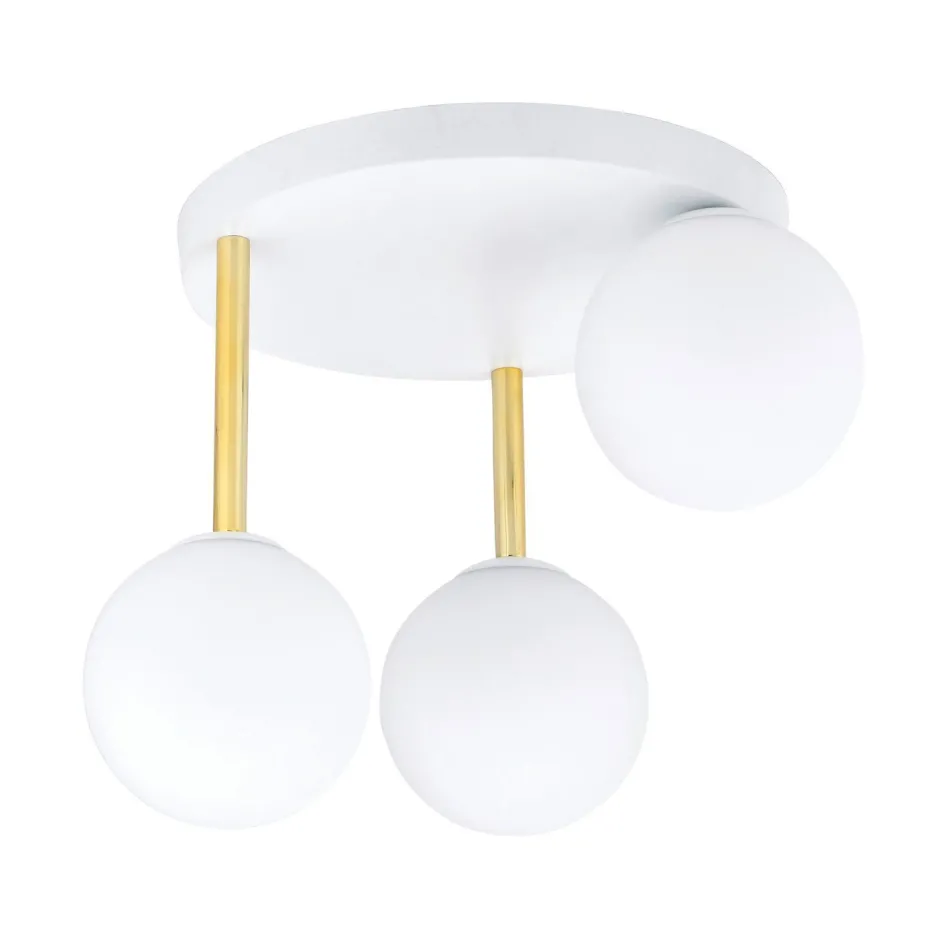 Deckenleuchten|Bürolampen*Emibig Deckenlampe Weiß Gold 3x E14 Glas Metall blendarm