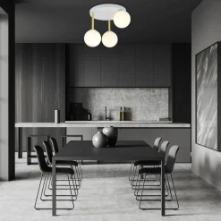 Deckenleuchten|Bürolampen*Emibig Deckenlampe Weiß Gold 3x E14 Glas Metall blendarm