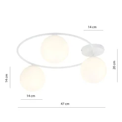 Emibig Deckenlampe Weiß H: 20 cm Ø 47 cm 3-flammig< Deckenleuchten|Flurlampen