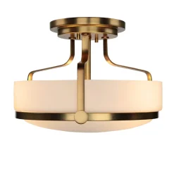 Elstead Deckenlampe Weiß Messing antik Jugendstil blendarm< Glaslampen|Jugendstil Lampen