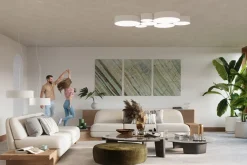 Sollux Deckenlampe Weiß rund Ø 55 cm 4x E27 blendarm Modern< Deckenleuchten|Flurlampen