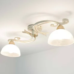 Luminex Deckenlampe Weiß Shabby Landhaus Glas Metall E27< Deckenleuchten|Flurlampen