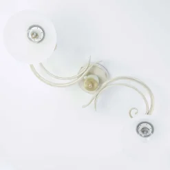 Luminex Deckenlampe Weiß Shabby Landhaus Glas Metall E27< Deckenleuchten|Flurlampen