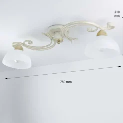 Luminex Deckenlampe Weiß Shabby Landhaus Glas Metall E27< Deckenleuchten|Flurlampen