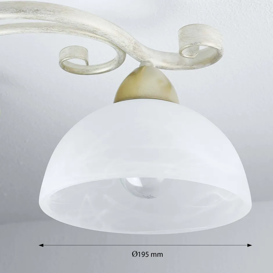 Luminex Deckenlampe Weiß Shabby Landhaus Glas Metall E27< Deckenleuchten|Flurlampen
