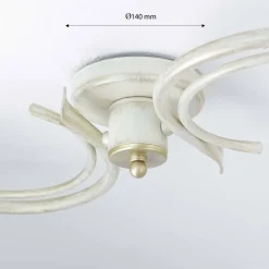 Luminex Deckenlampe Weiß Shabby Landhaus Glas Metall E27< Deckenleuchten|Flurlampen