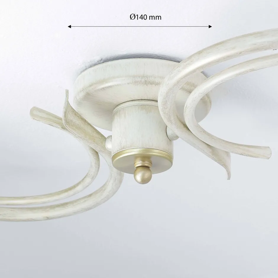 Luminex Deckenlampe Weiß Shabby Landhaus Glas Metall E27< Deckenleuchten|Flurlampen