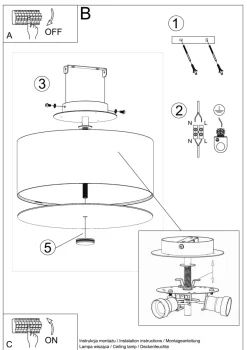 Sollux Deckenlampe Weiß Stoff Glas Ø 30 cm rund blendarm 3x E27< Deckenleuchten|Flurlampen
