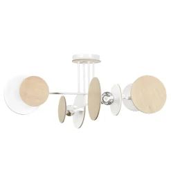 Deckenleuchten|Moderne Lampen*Emibig Deckenlampe XXL Weiß Metall Holz Design 4x E27