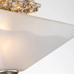 Deckenleuchten|Flurlampen*Elstead Deckenleichte Glas Metall B: 36,8 cm 2x E27 Silber antik Weiß