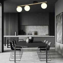 Deckenleuchten|Flurlampen*Emibig Deckenleuchte 80 cm lang Kugel Schirme Glas Metall