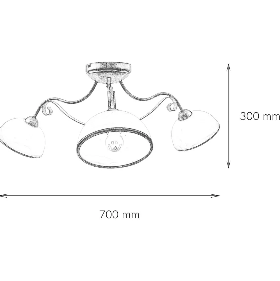 Luminex Deckenleuchte ANTICA Ø70cm 3-flmg< Glaslampen|Rustikale Lampen