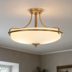 Designerlampen|Jugendstil Lampen*Elstead Deckenleuchte ASPERO Messing Creme 4xE27 Lampe