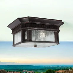 Elstead Deckenleuchte Außen in Bronze 2x E27 Regenglas< Rustikale Lampen|Vintage Lampen