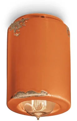 Wohnzimmerlampen|Keramiklampen*Ferroluce Deckenleuchte Aufputz Keramik E14 rund Ø 8,5 cm Retro