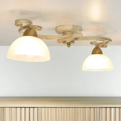 Easylight Deckenleuchte AURORA WHITE in Shabby Weiß 2-flmg< Glaslampen|Rustikale Lampen