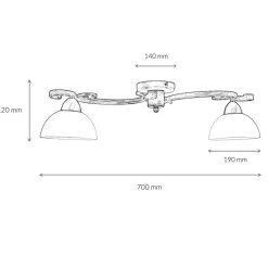 Easylight Deckenleuchte AURORA WHITE in Shabby Weiß 2-flmg< Glaslampen|Rustikale Lampen