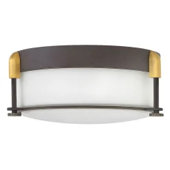 Elstead Deckenleuchte Bad Glas Metall in Bronze Weiß Ø32cm< Deckenleuchten|Flurlampen