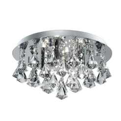 Deckenleuchten|Flurlampen*Searchlight Deckenleuchte Bad IP44 Ø 38 cm rund 4x G9 Kristall Metall