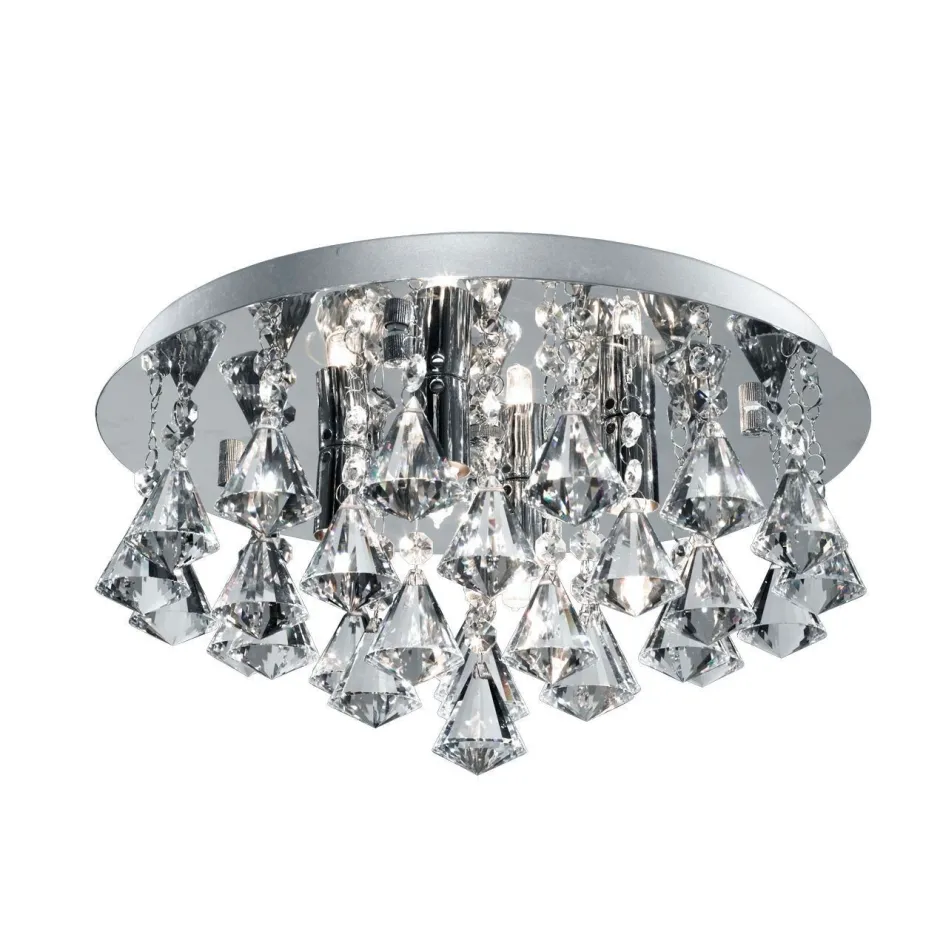 Deckenleuchten|Flurlampen*Searchlight Deckenleuchte Bad IP44 Ø 38 cm rund 4x G9 Kristall Metall