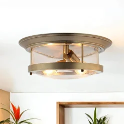 Easylight Deckenleuchte Bad IP44 E27 Ø 40 cm rund Glas Metall< Deckenleuchten|Flurlampen