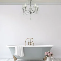 Searchlight Deckenleuchte Badezimmer Ø 48 cm Kristall Metall IP44< Esszimmer Lampen|Glaslampen