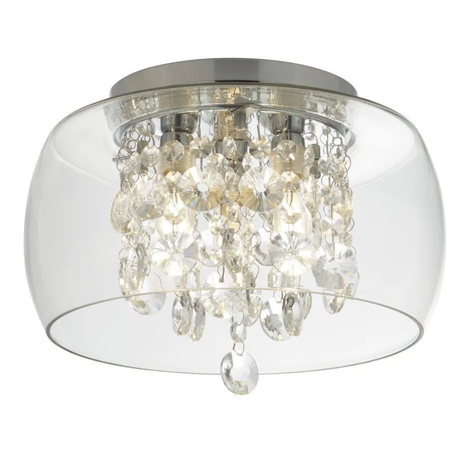 Glaslampen|Kristalllampen*Searchlight Deckenleuchte Badezimmer IP44 D: 28 cm Glas 3x G9