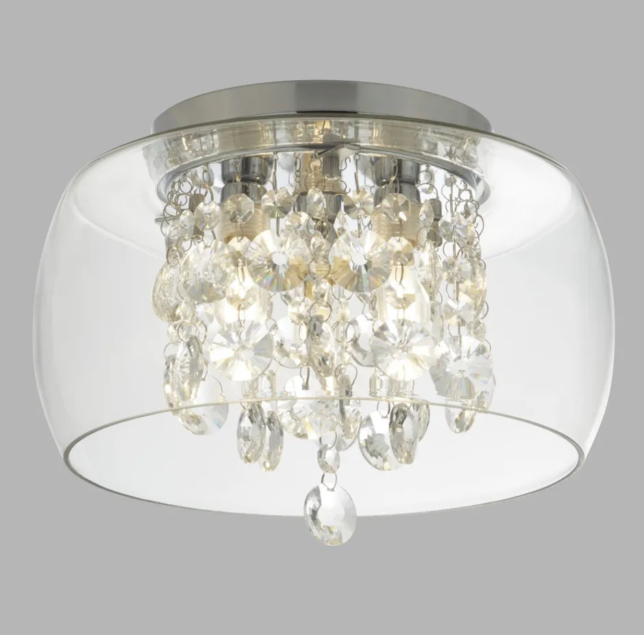 Glaslampen|Kristalllampen*Searchlight Deckenleuchte Badezimmer IP44 D: 28 cm Glas 3x G9