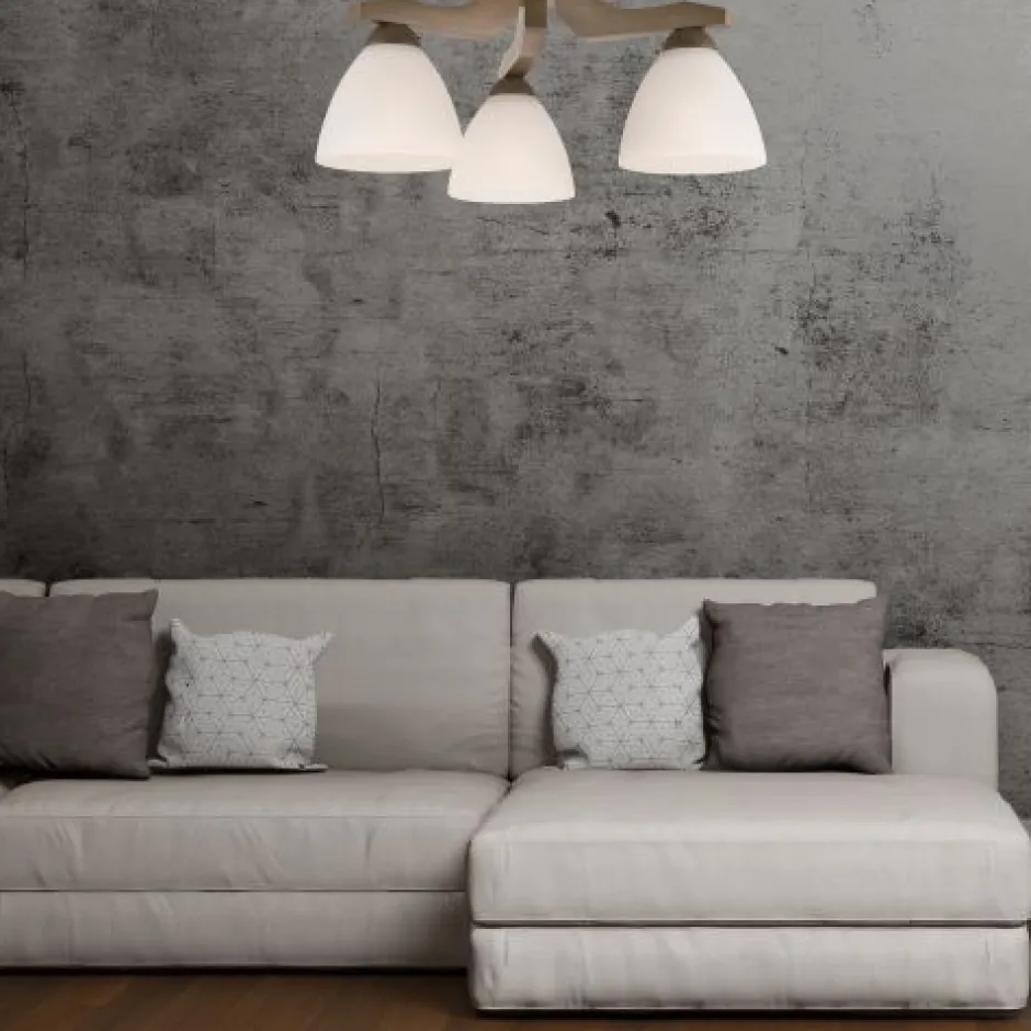 Deckenleuchten|Flurlampen*Lamkur Deckenleuchte BATORY Holz 3-flmg Modern Wohnzimmer