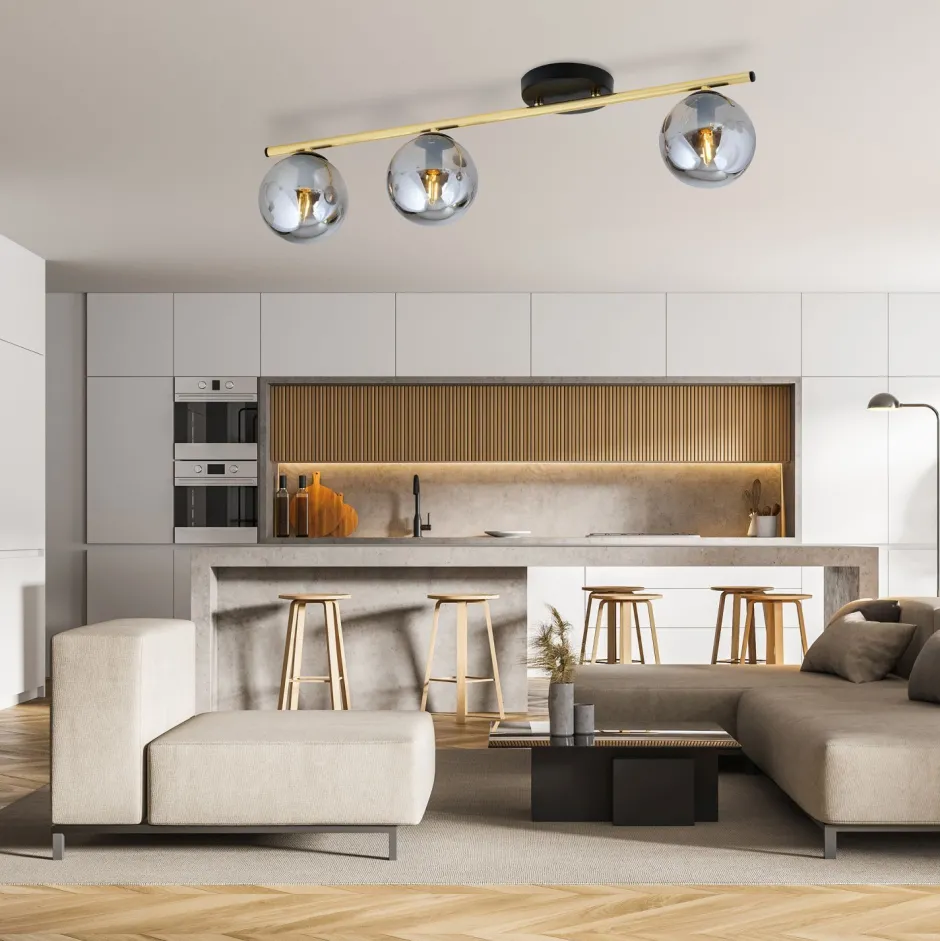 Deckenleuchten|Bürolampen*Emibig Deckenleuchte BEPPE Schwarz Graphit Gold E14