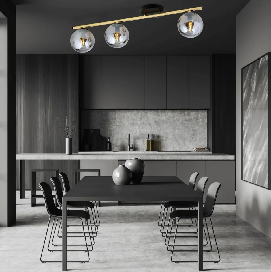 Deckenleuchten|Bürolampen*Emibig Deckenleuchte BEPPE Schwarz Graphit Gold E14