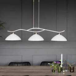 Deckenleuchten|Badezimmer Lampe*Steinhauer Deckenleuchte blendarm Metall Glas in Stahl Weiß 112 cm