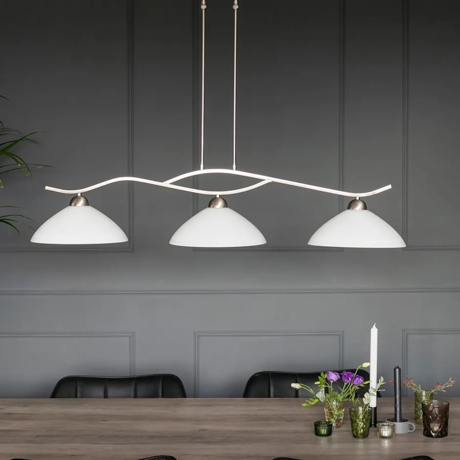 Deckenleuchten|Badezimmer Lampe*Steinhauer Deckenleuchte blendarm Metall Glas in Stahl Weiß 112 cm