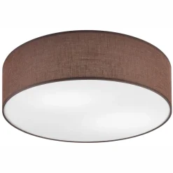Deckenleuchten|Flurlampen*Lamkur Deckenleuchte Braun Ø 45 cm rund Stoff blendarm für 2x E27