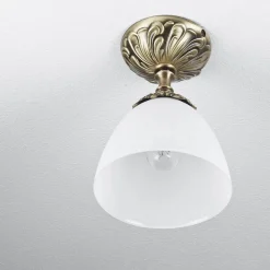 Giovanni Battista Deckenleuchte Bronze Hell Glasschirm Beatrice< Metall Lampen|Messinglampen